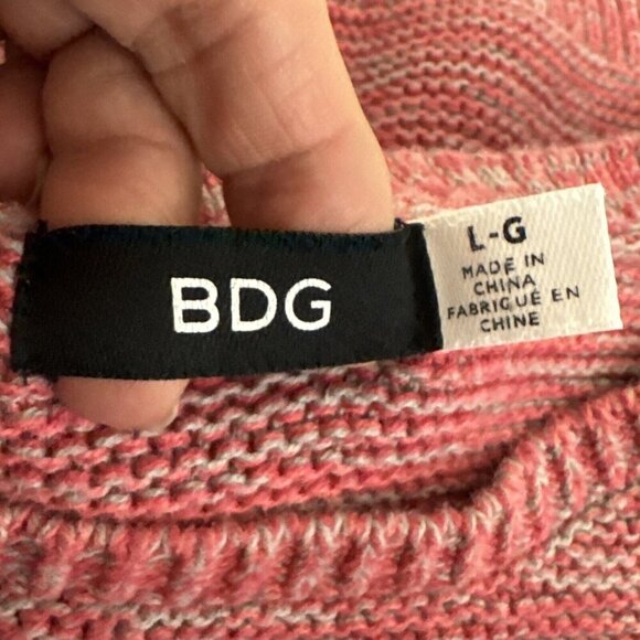 BDG Men's L Crew Sweater Pink Coral Gray Marled - Picture 10 of 14